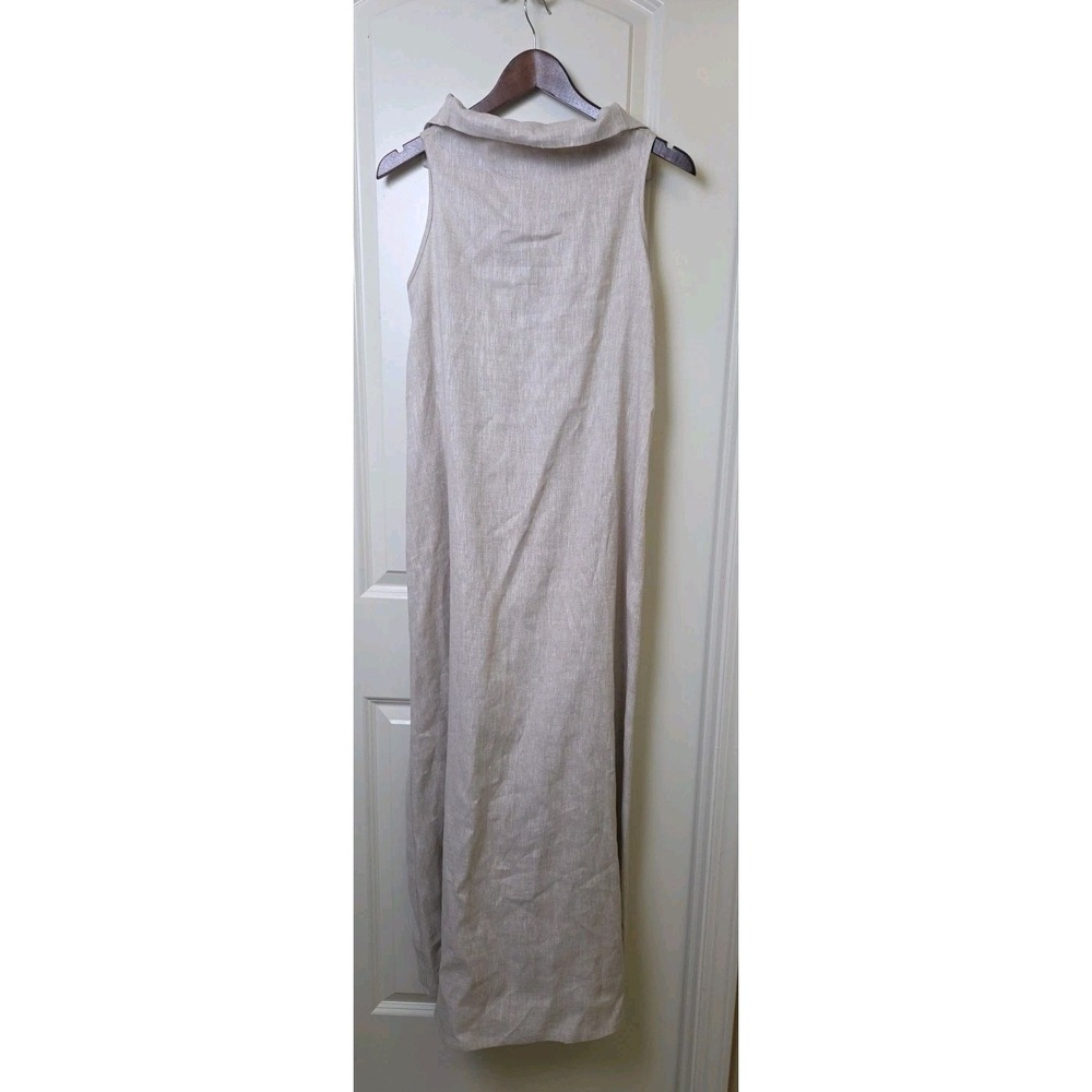 AAKASHA 100% Linen Maxi Dress‎ Oatmeal Tan Lagenlook Size L